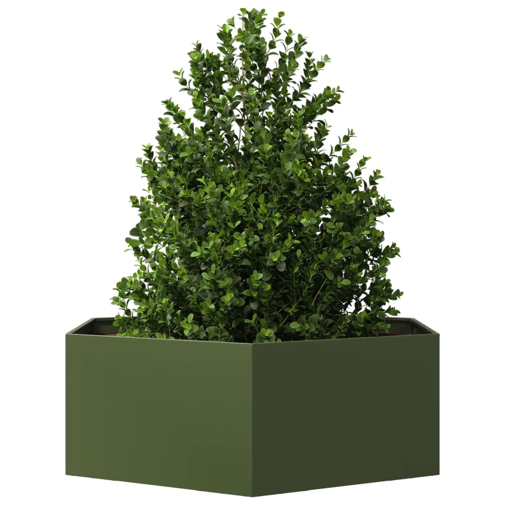 Vidaxl Plannet Hexagon 138x120x45 cm de oliva de acero verde