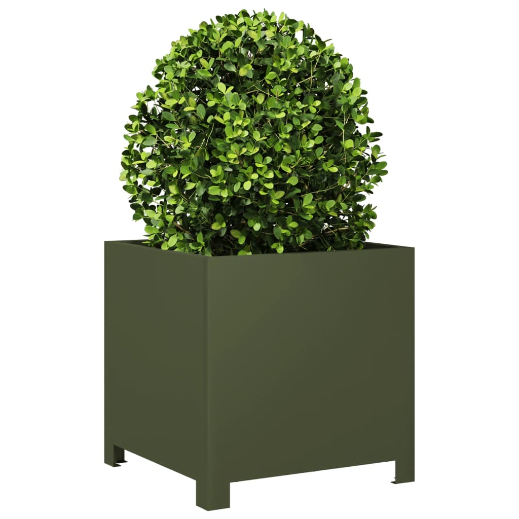 Vidaxl Planning Box 40x40x40 cm de acero verde oliva verde