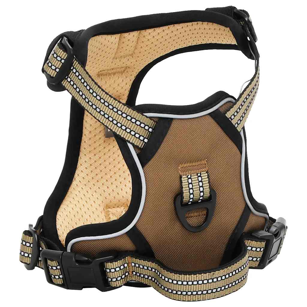 Arnés de perros de Vidaxl con cinturón y collar XL Brown ajustable