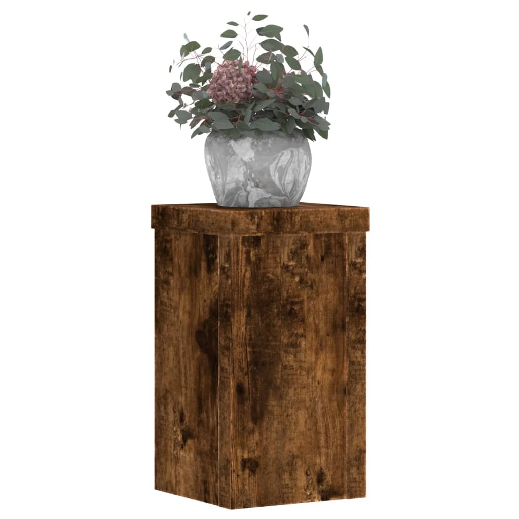 Standard di pianta Vidaxl 2 PC 10x10x18 cm rovere affumicato in legno trasformato
