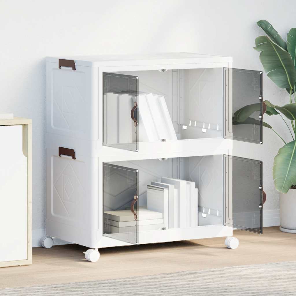 Caja de almacenamiento Vidaxl apilable con ruedas de 2 capas 75 L 64x40x76 cm