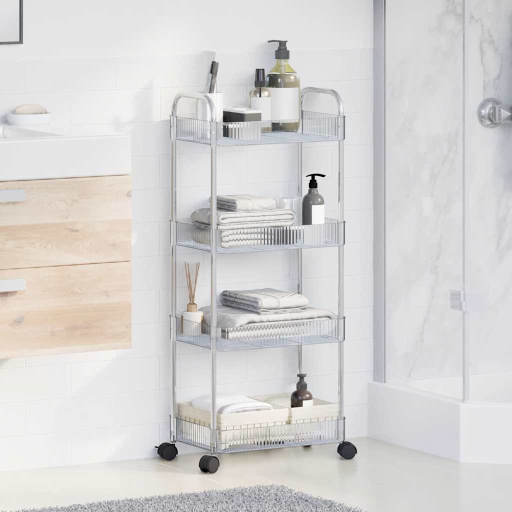 Vidaxl Storage Trolley a 4 strati 37x28x95 cm Acrilico trasparente