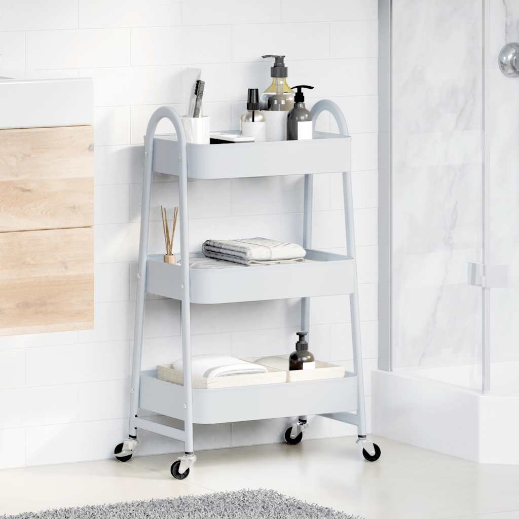 Vidaxl Storage Trolley 3 capas 42x41.5x77 cm de acero blanco