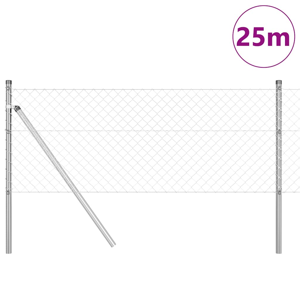 Poste para valla Vidaxl plateado 25 x 0,4 m (malla 40 x 40 mm) acero
