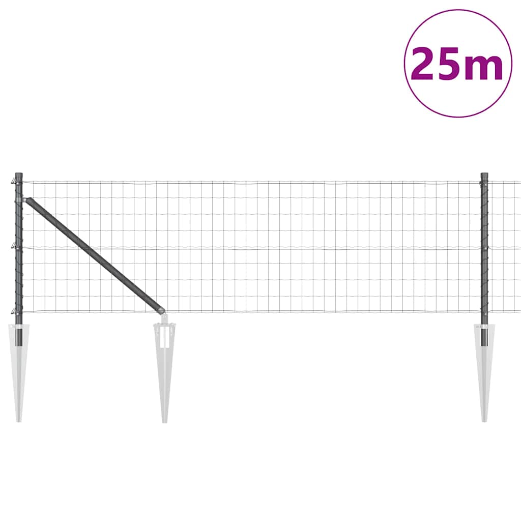 Valla vidaxl con poste gris 0,4 x 25 m acero y PVC