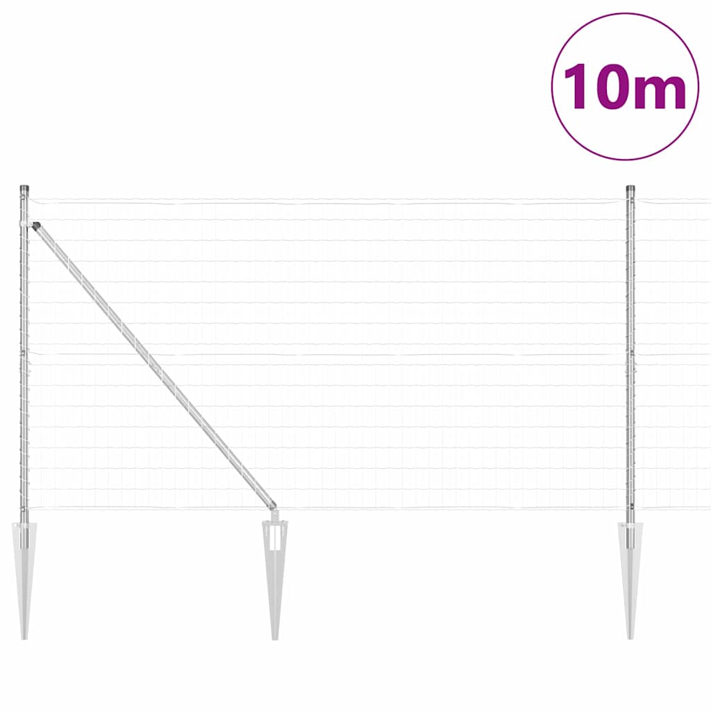 Valla vidaxxl con poste plata 1,2 x 10 m acero