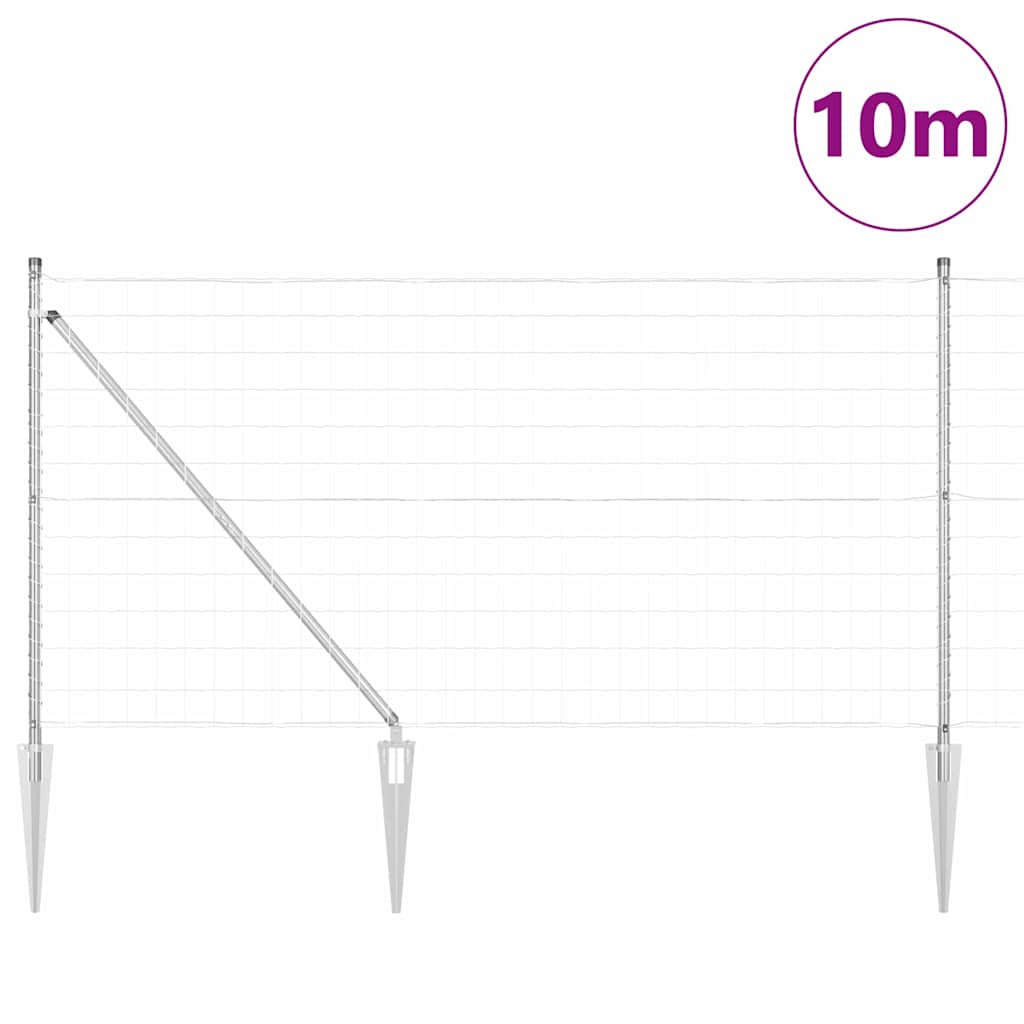 Valla vidaxxl con poste plata 1 x 10 m acero