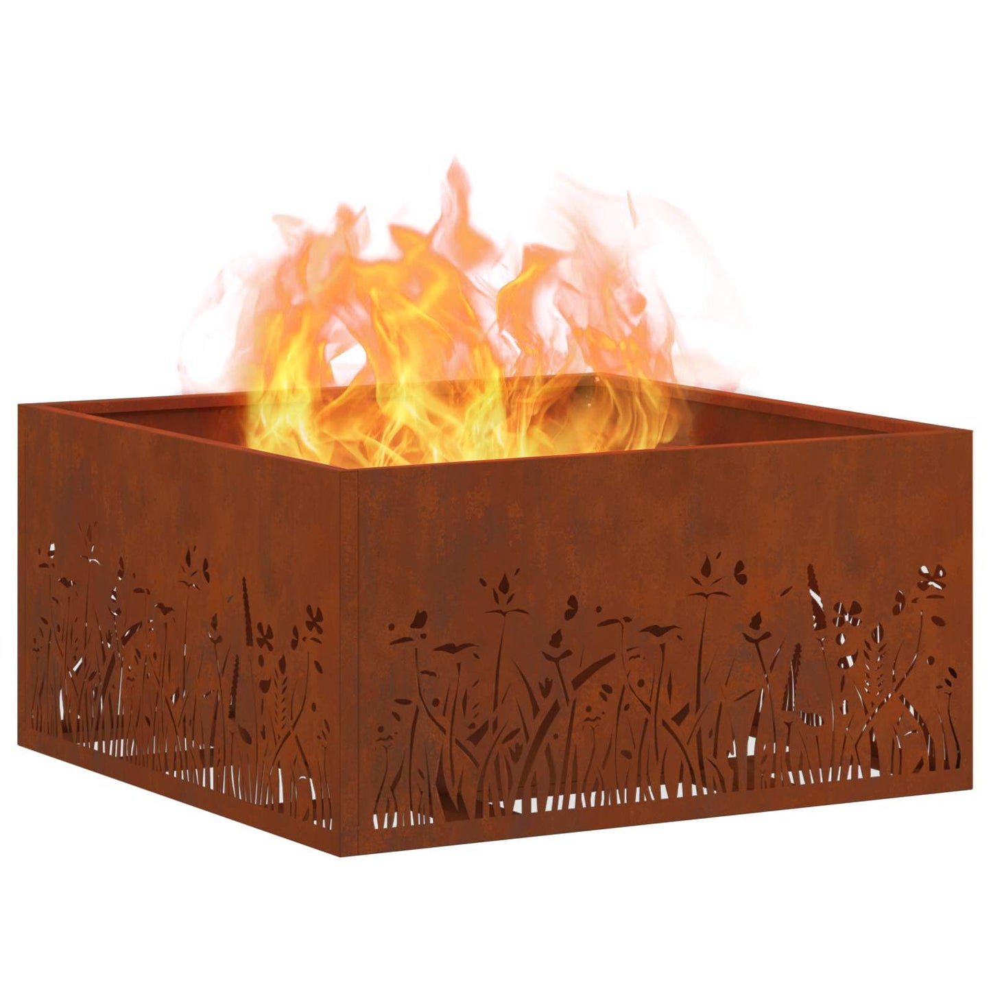 Braciere Vidaxl marrone 60 x 60 x 30 cm in acciaio corten