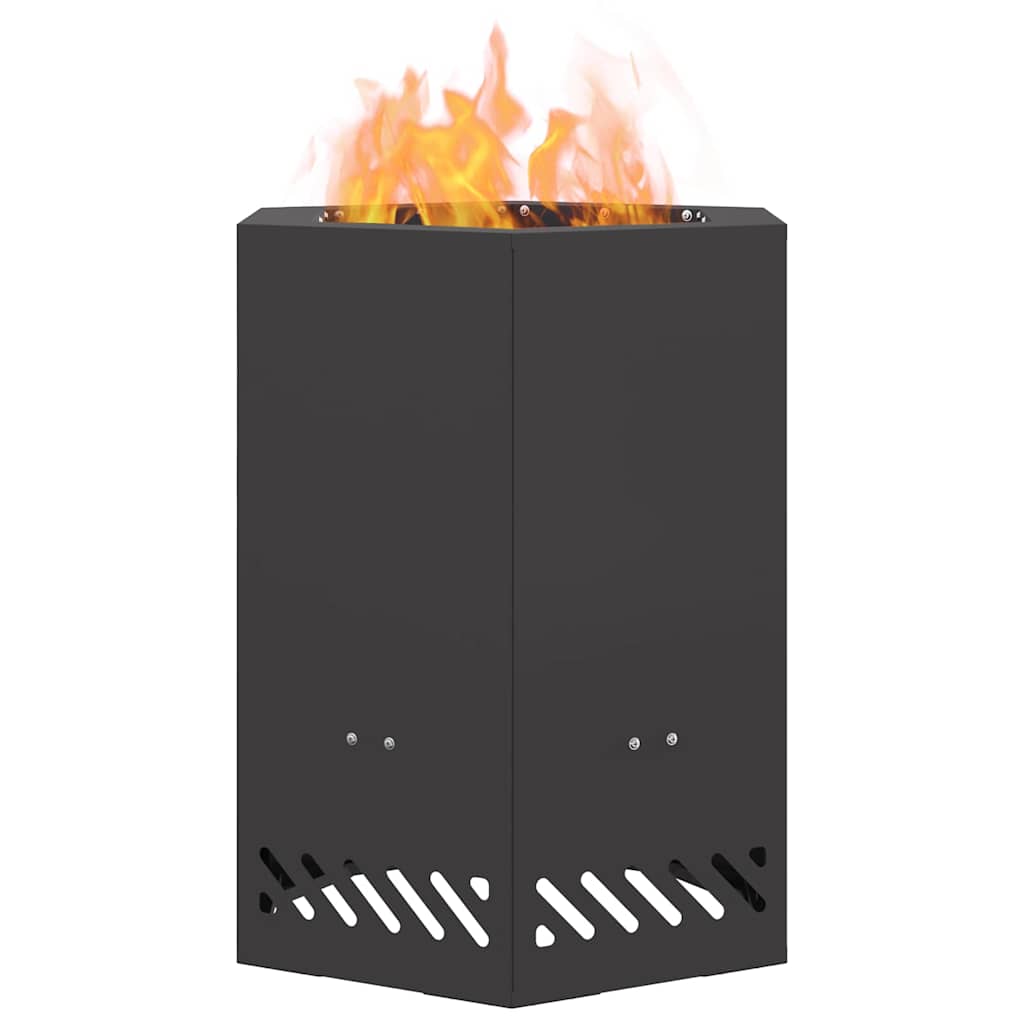 Vidaxl braciere senza fumo nero 38 x 38 x 51 cm in acciaio