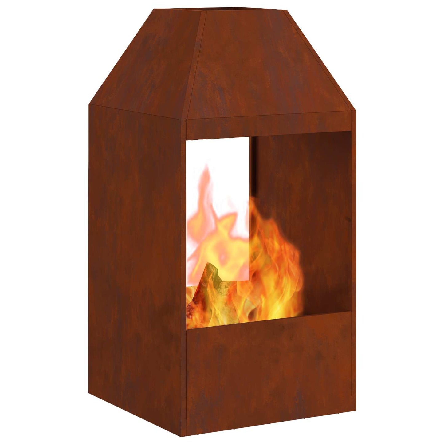 Vidaxl brasero marrón 50 x 50 x 100 cm acero corten