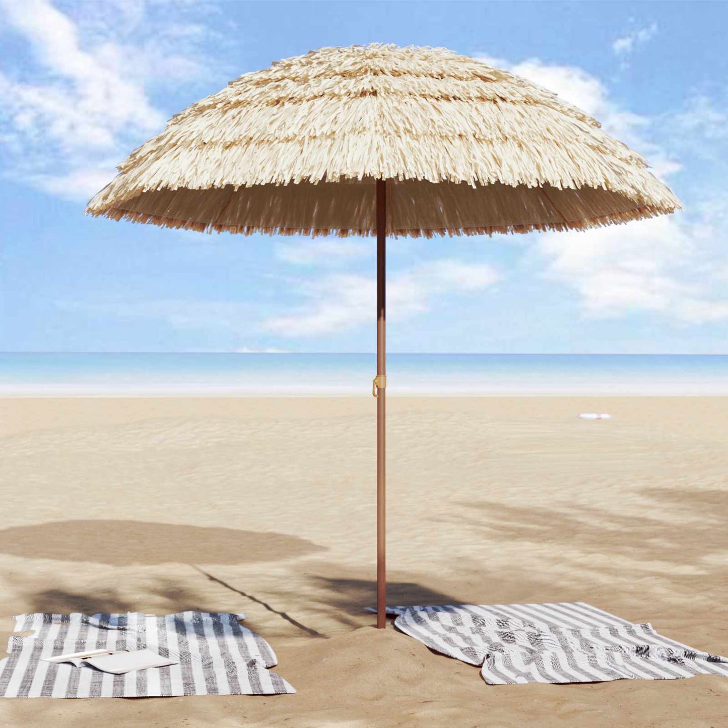 Vidaxl strandparasol naturel 255 x 255 x 255 cm polyester en staal