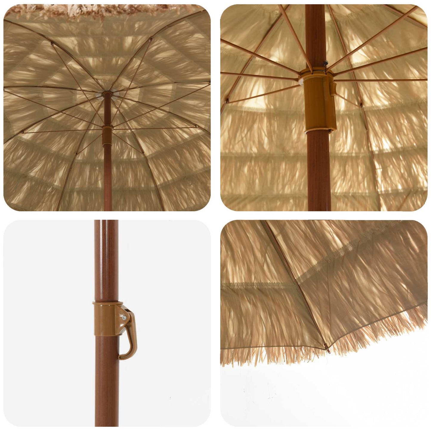 Ombrellone da spiaggia Vidaxx naturale 255 x 255 x 255 cm poliestere e acciaio