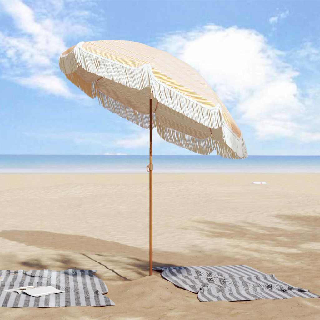 Ombrellone da spiaggia VidaXL giallo e bianco 160 x 160 x 196 cm in poliestere e acciaio