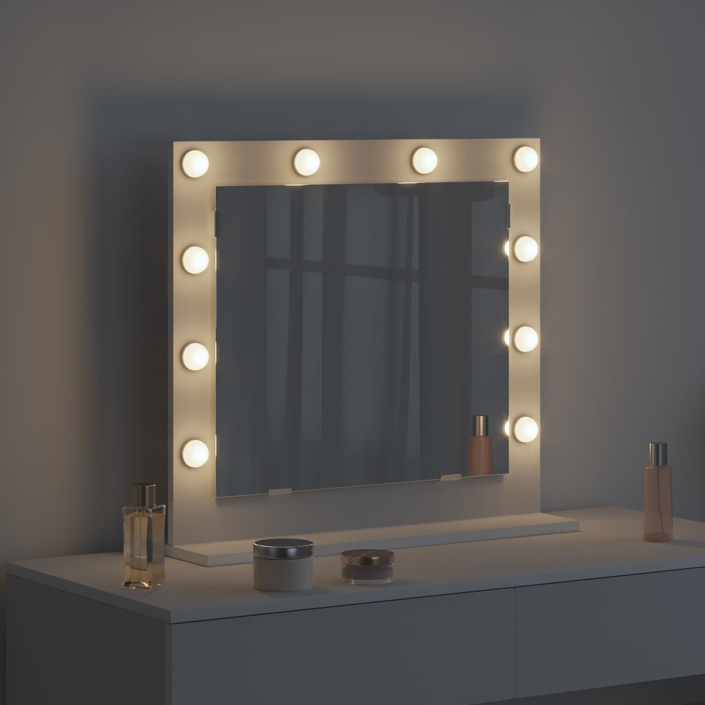 Specchio per il trucco Vidaxx bianco 60 x 55 x 18 cm vetro e legno con plastica
