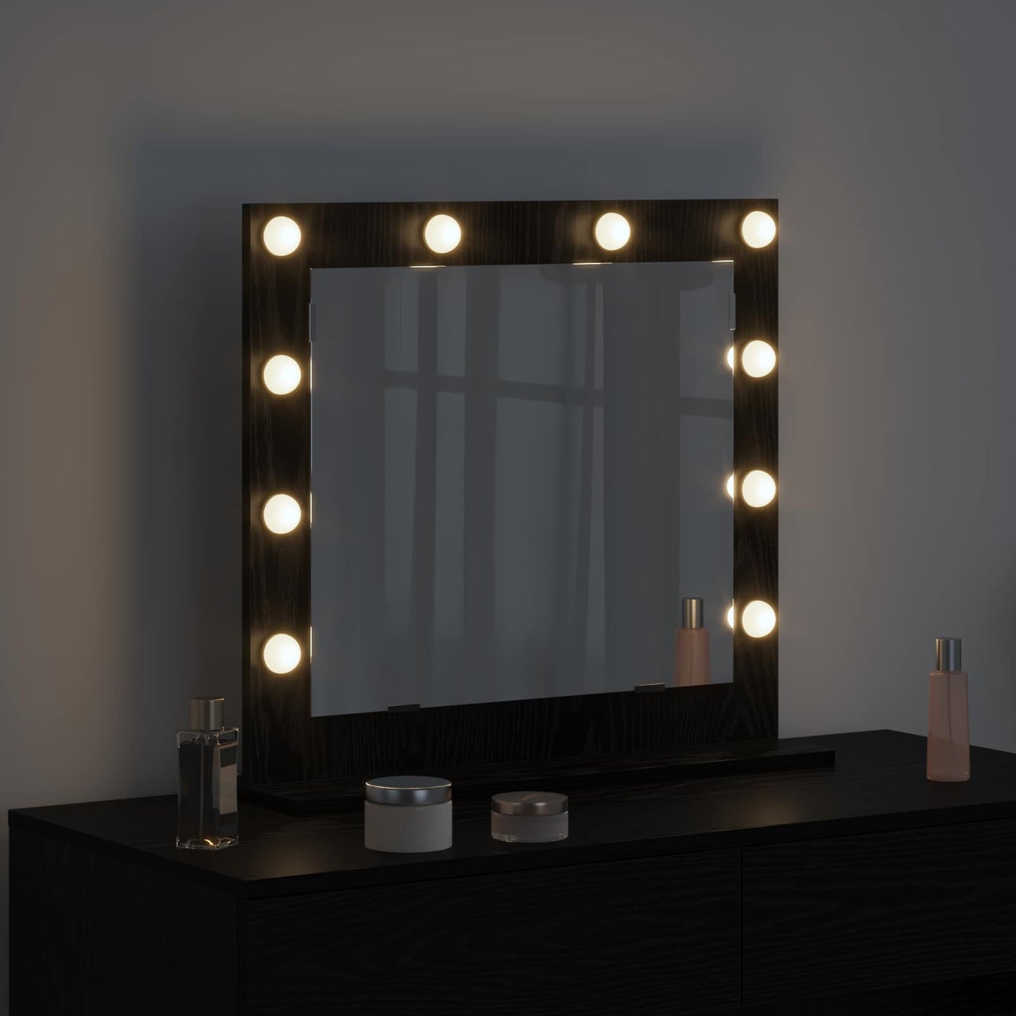 Vidaxx espejo de maquillaje rectangular roble negro 60 x 55 x 18 cm