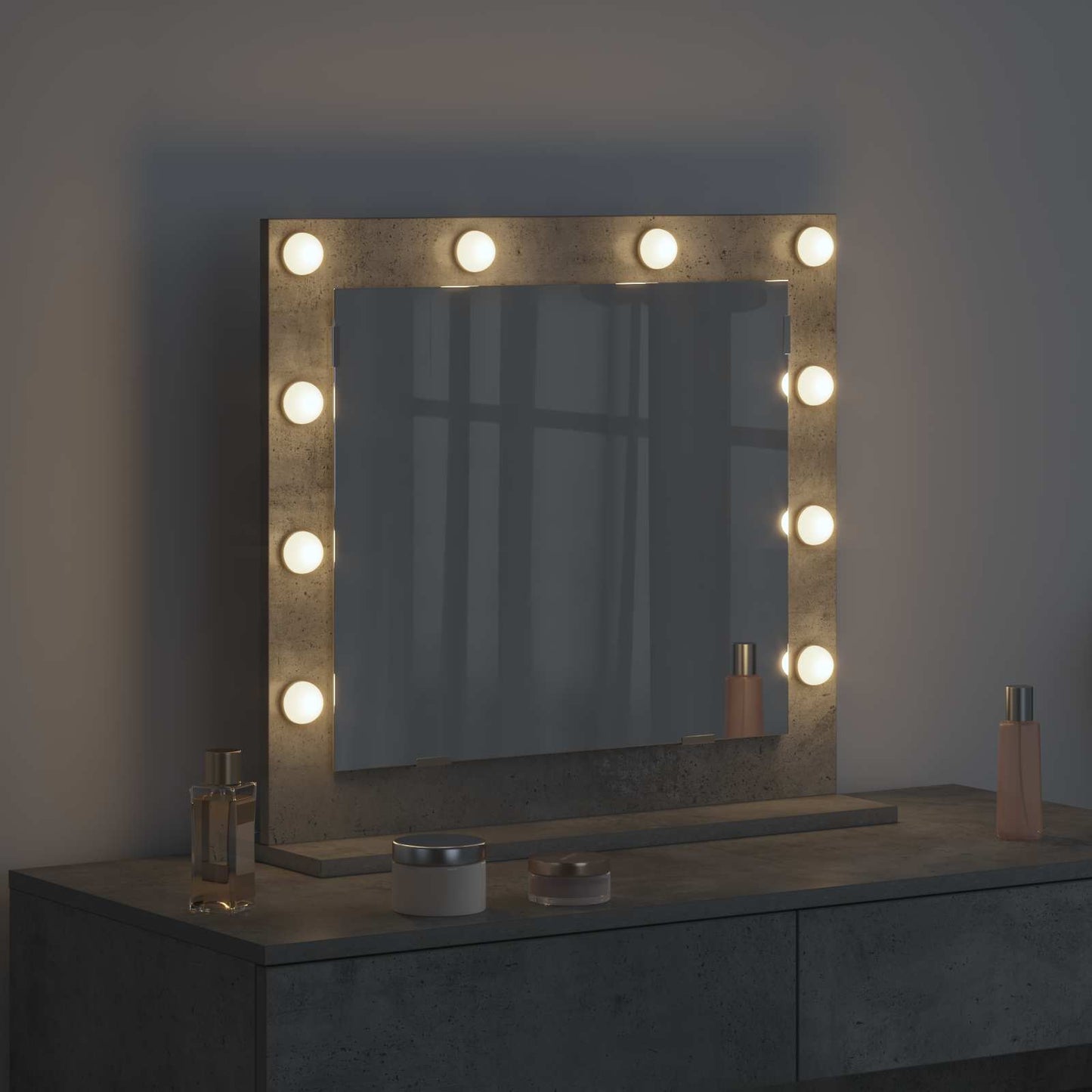 Vidaxx espejo de maquillaje rectangular gris hormigón 60 x 55 x 18 cm