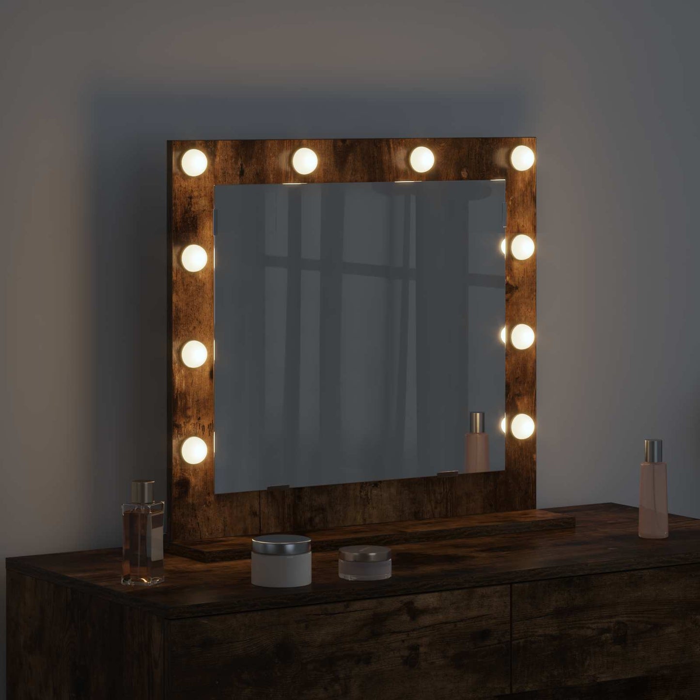 Vidaxx espejo de maquillaje rectangular roble ahumado 60 x 55 x 18 cm