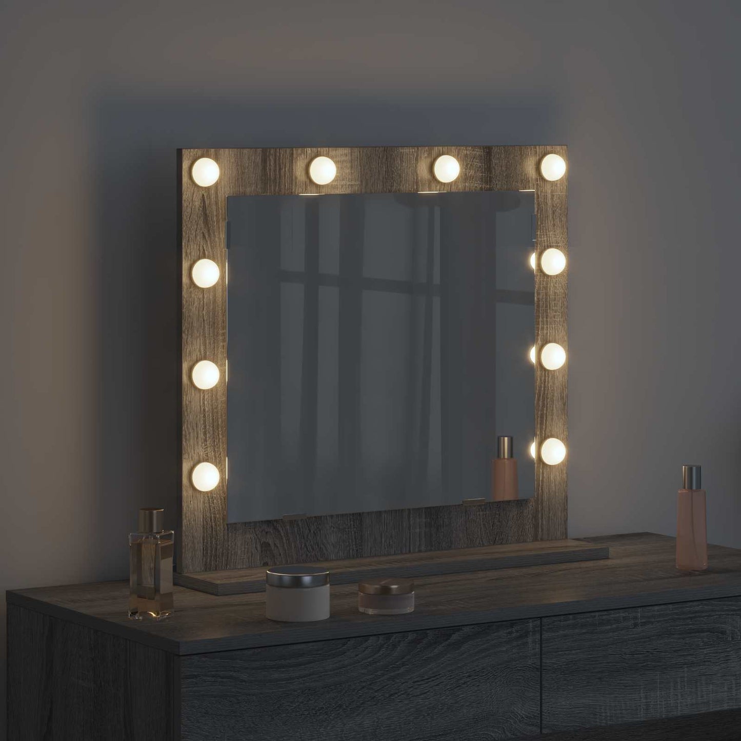 Vidaxx espejo de maquillaje rectangular gris sonoma 60 x 55 x 18 cm