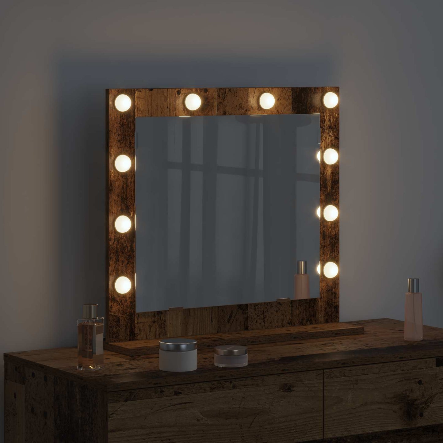 Vidaxx make-up mirror rectangular with mirror old wood 60 x 55 x 18 cm