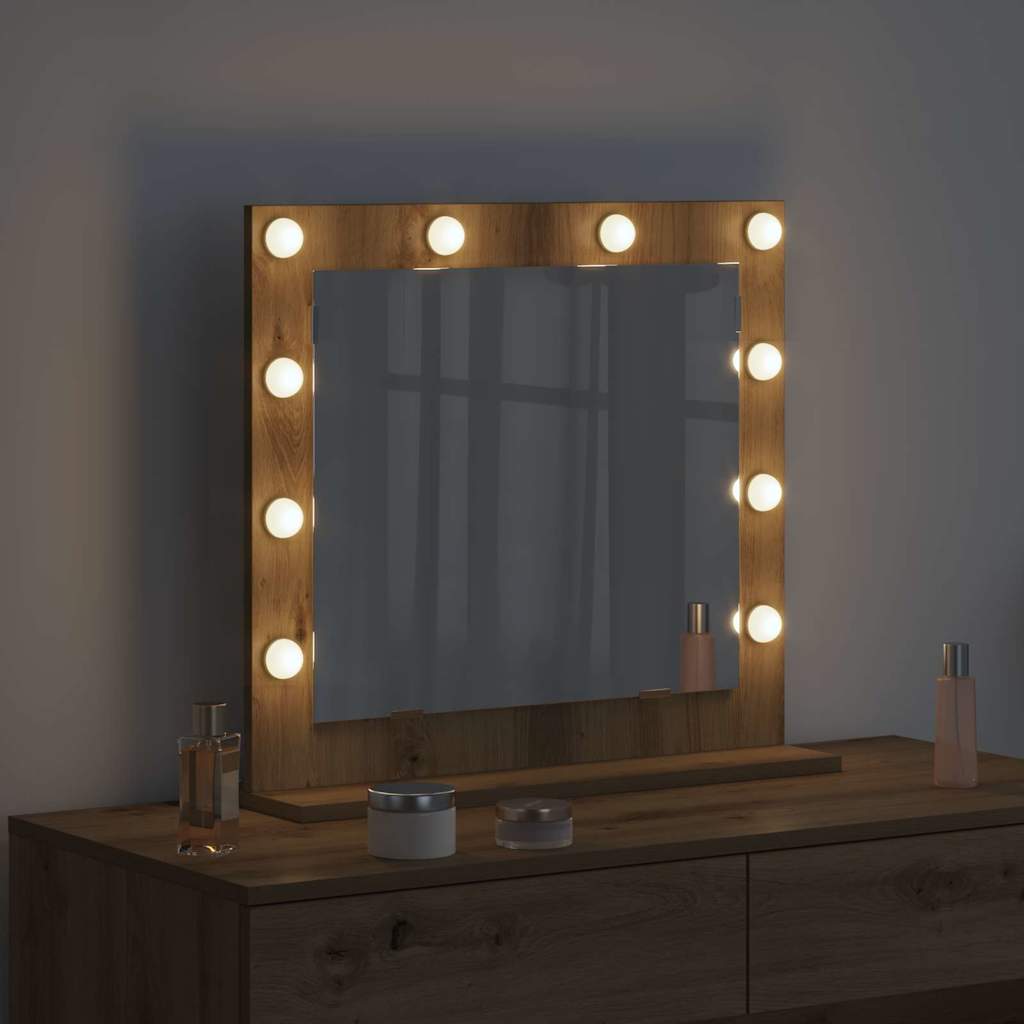 Vidaxx espejo de maquillaje rectangular roble artesanal 60 x 55 x 18 cm
