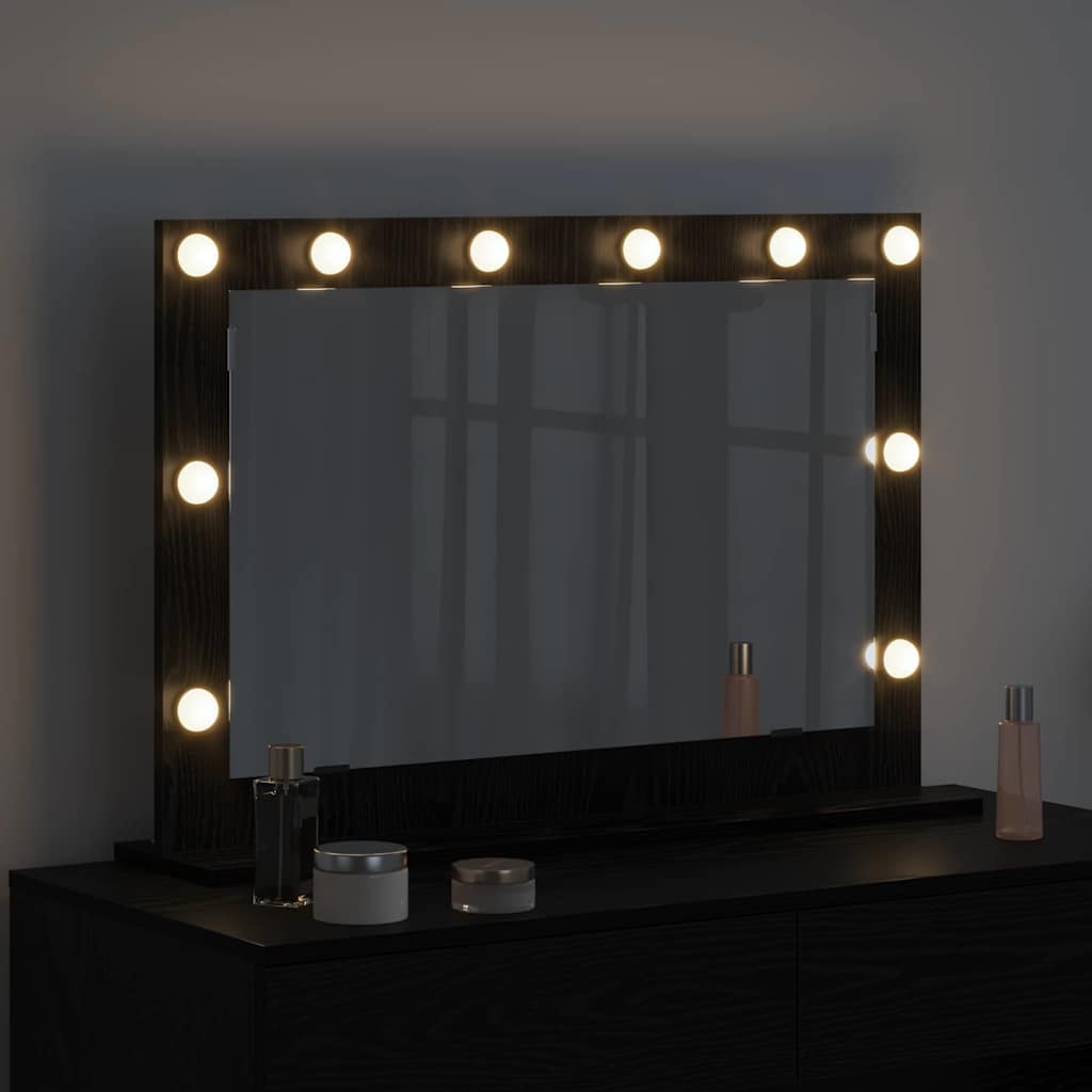 Vidaxx espejo de maquillaje rectangular roble negro 80 x 15 x 18 cm