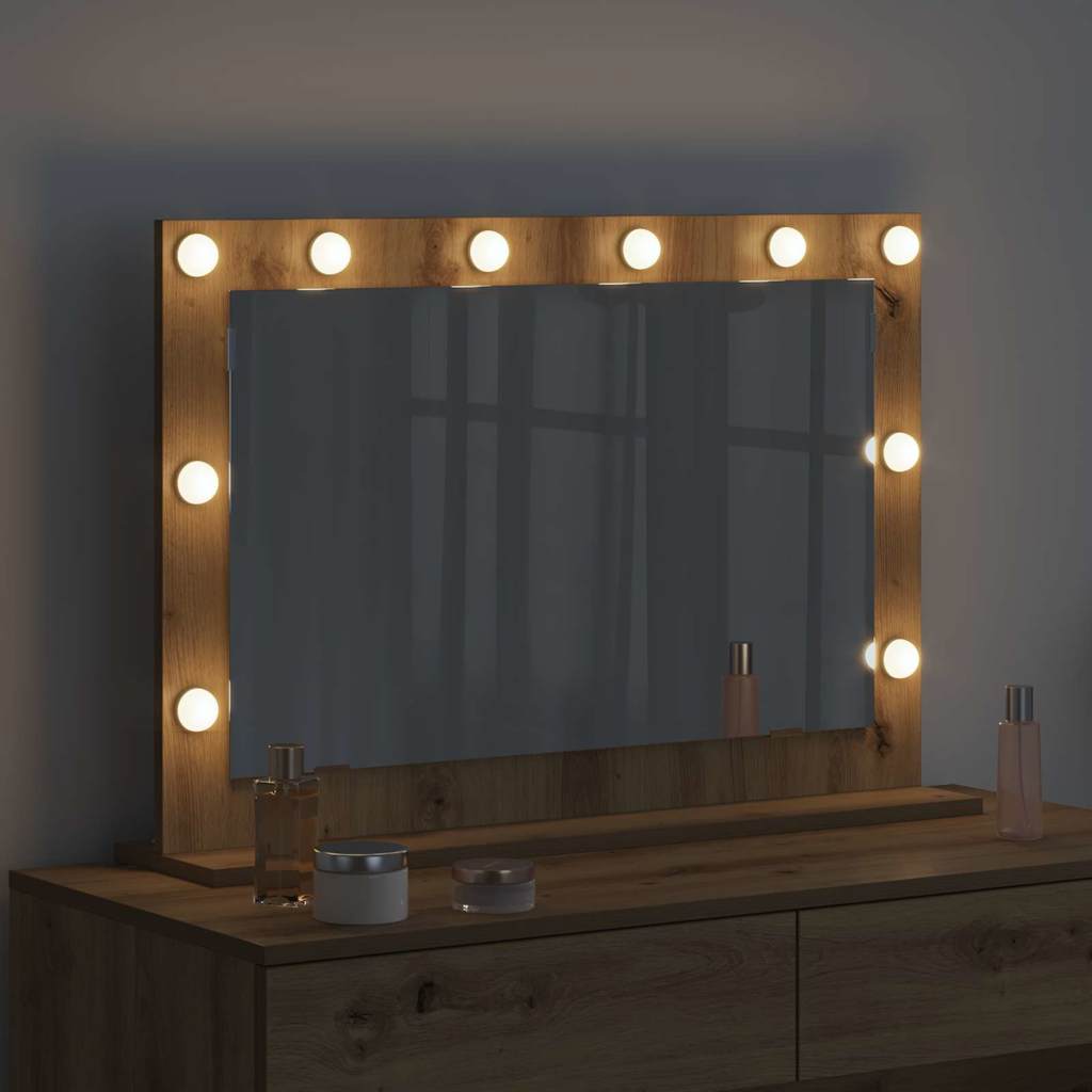 Vidaxx espejo de maquillaje rectangular roble artesanal 80 x 55 x 18 cm