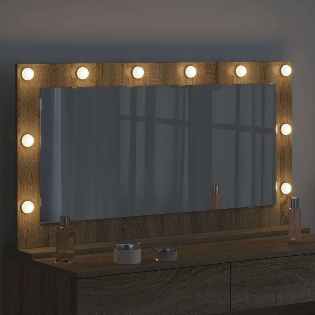 Vidaxx espejo de maquillaje rectangular roble sonoma 100 x 55 x 18 cm