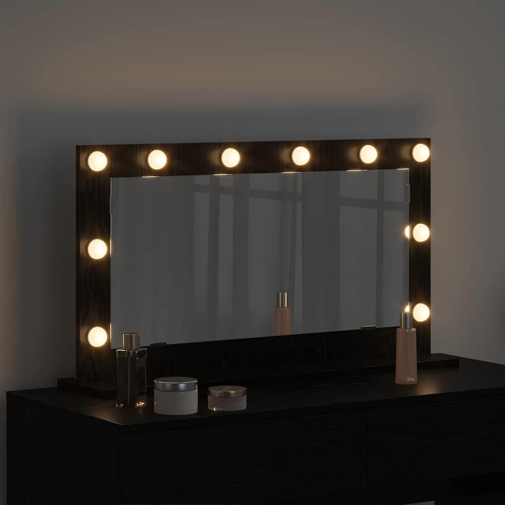 Vidaxx espejo de maquillaje rectangular roble negro 80 x 45 x 18 cm