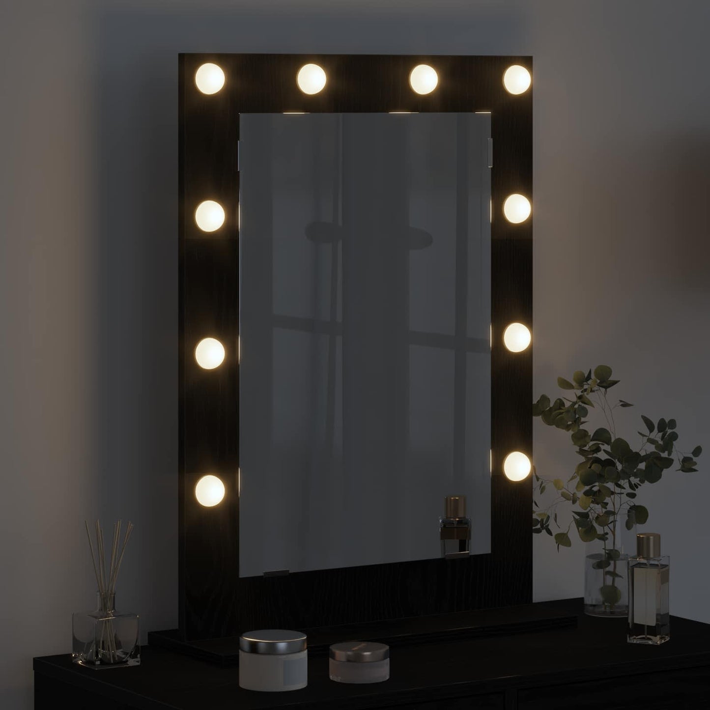 Vidaxx espejo de maquillaje rectangular roble negro 70 x 50 x 18 cm