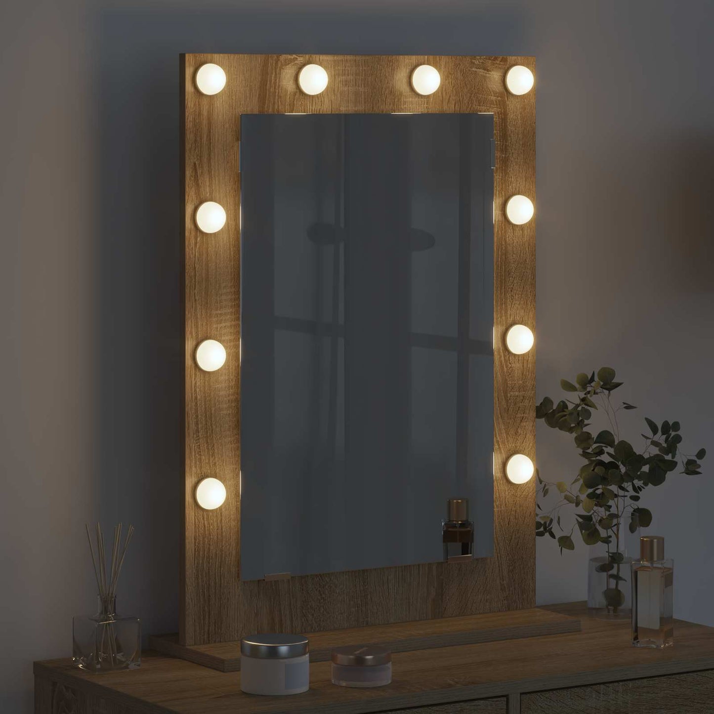 Vidaxx espejo de maquillaje rectangular roble sonoma 70 x 50 x 18 cm