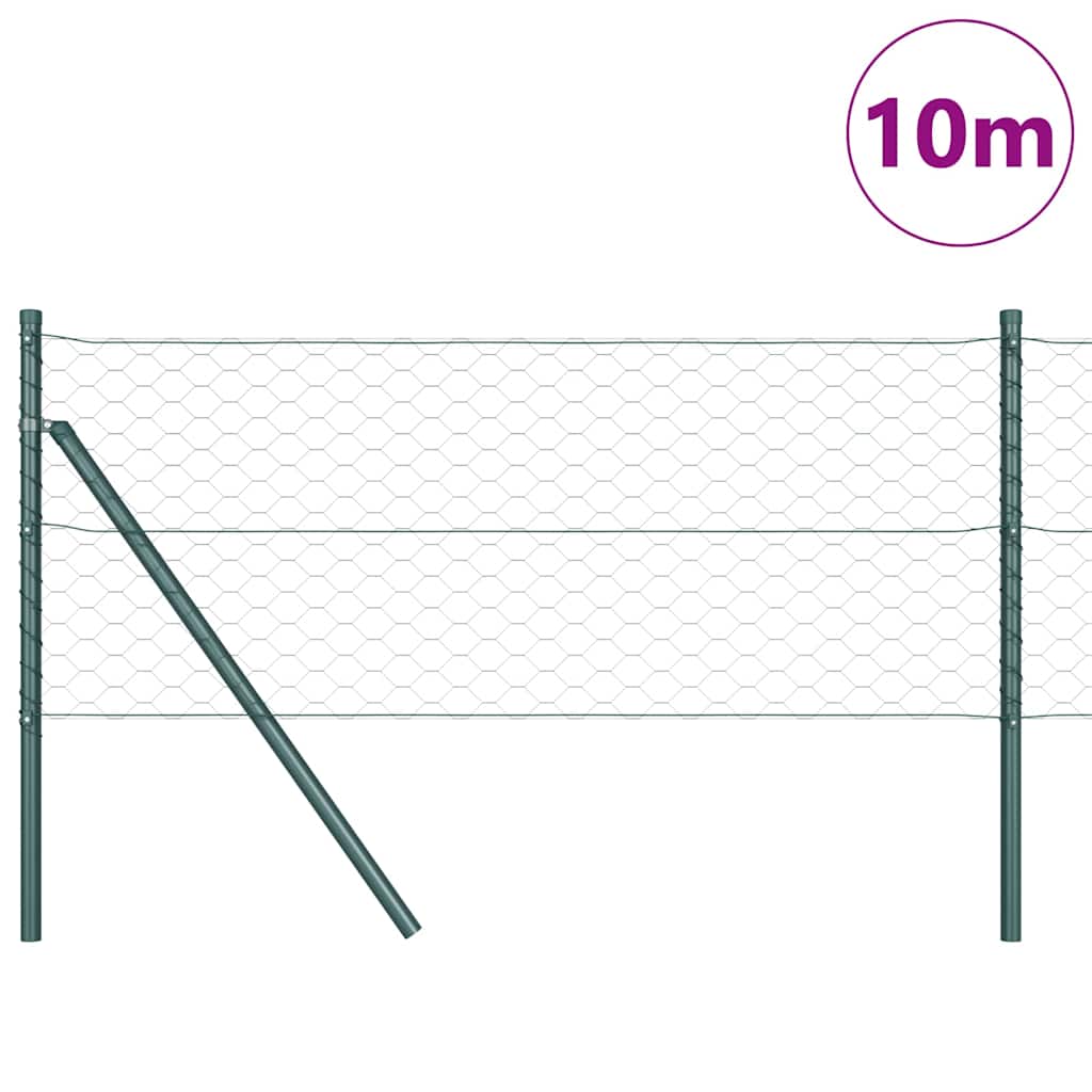 Poste para valla Vidaxl verde 10 x 0,6 m (malla 50 mm) acero y PVC