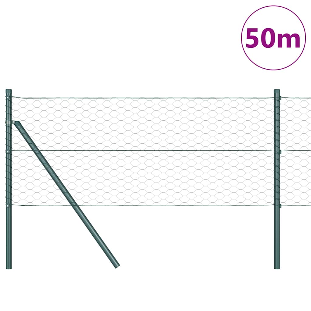 Poste para valla vidaxl verde 50 x 0,6 m (malla 36 mm) acero y PVC