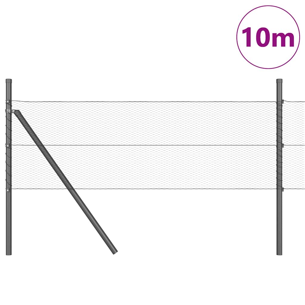 Vidaxl afrasteringspaal grijs 10 x 0,5 m (13 mm gaas) staal en pvc