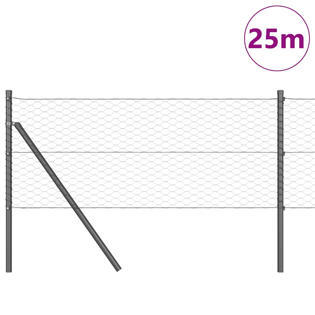 Poste para valla Vidaxl gris 25 x 0,6 m (malla 36 mm) acero y PVC