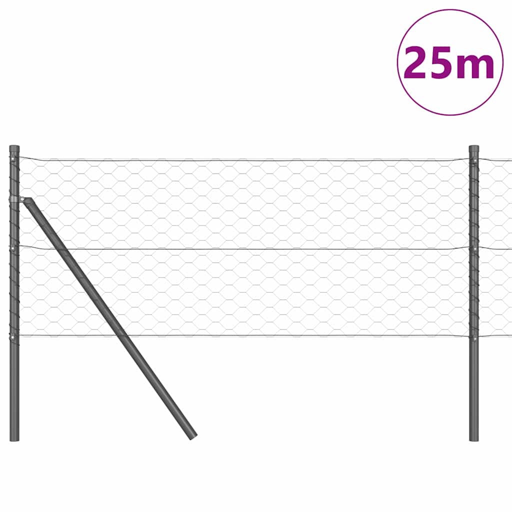 Poste para valla Vidaxl gris 25 x 0,6 m (malla 50 mm) acero y PVC