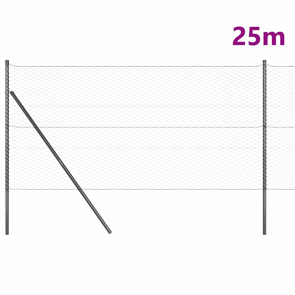 Poste para valla Vidaxl gris 25 x 1,4 m (malla 36 mm) acero y PVC