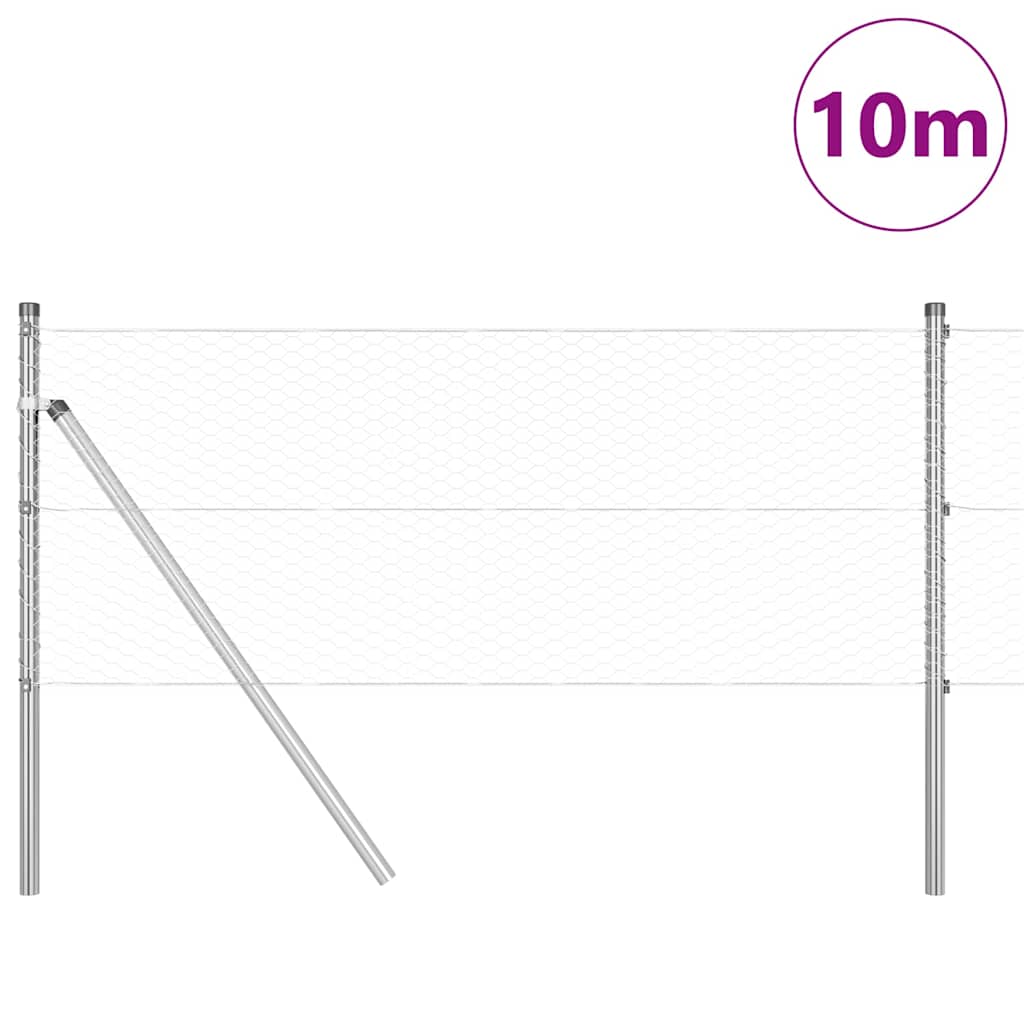 Poste para valla Vidaxl plateado 10 x 0,6 m (malla de 25 mm) acero