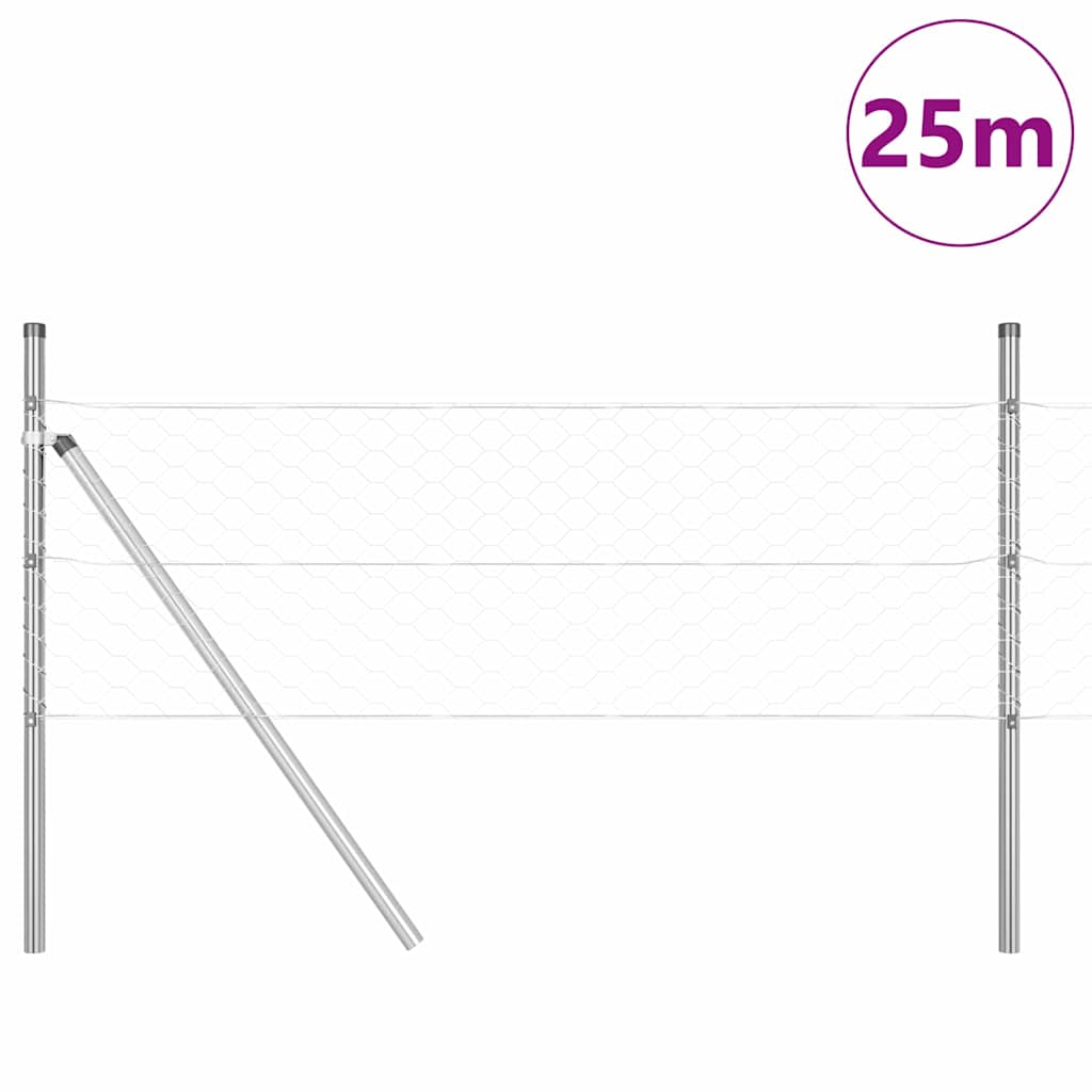 Poste para valla Vidaxl plateado 25 x 0,5 m (malla de 50 mm) acero