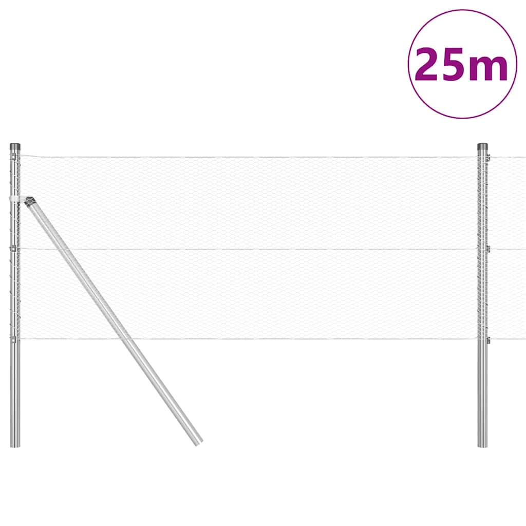 Poste para valla Vidaxl plateado 25 x 0,6 m (malla 13 mm) acero