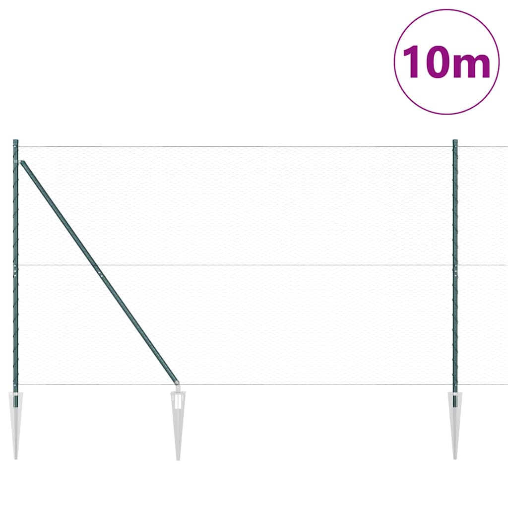 Poste para valla Vidaxl verde 10 x 1,5 m (malla 25 mm) acero y PVC