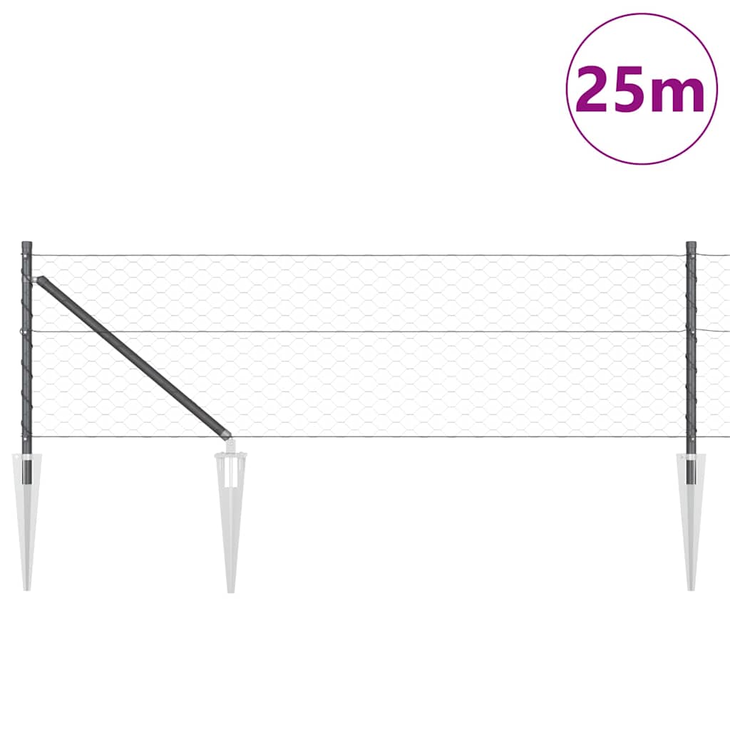 Poste para valla Vidaxl gris 25 x 0,6 m (malla 50 mm) acero y PVC