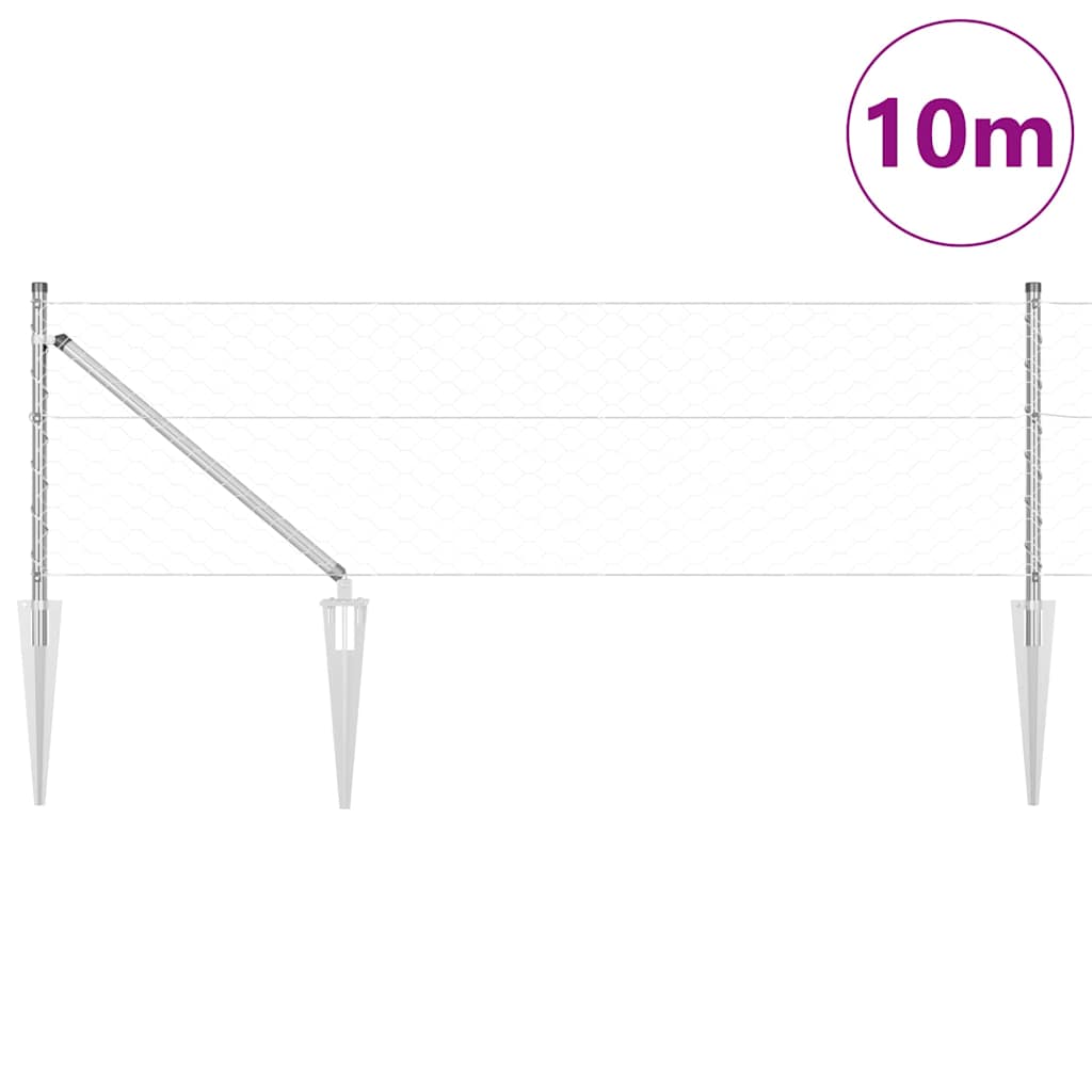 Poste para valla Vidaxl plateado 10 x 0,6 m (malla 50 mm) acero