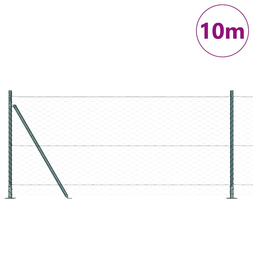 Vidaxl afrasteringspaal groen 10 x 1 m (50 mm gaas) staal en pvc