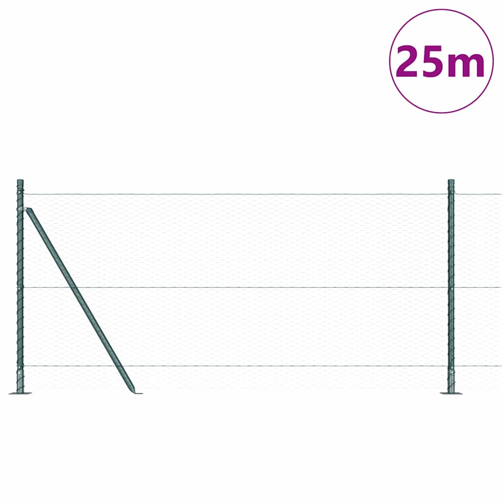 Poste para valla vidaxl verde 25 x 0,8 m (malla 25 mm) acero y PVC