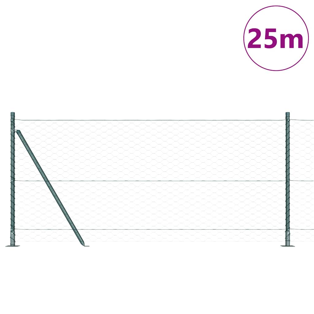 Poste para valla Vidaxl verde 25 x 0,8 m (malla 50 mm) acero y PVC