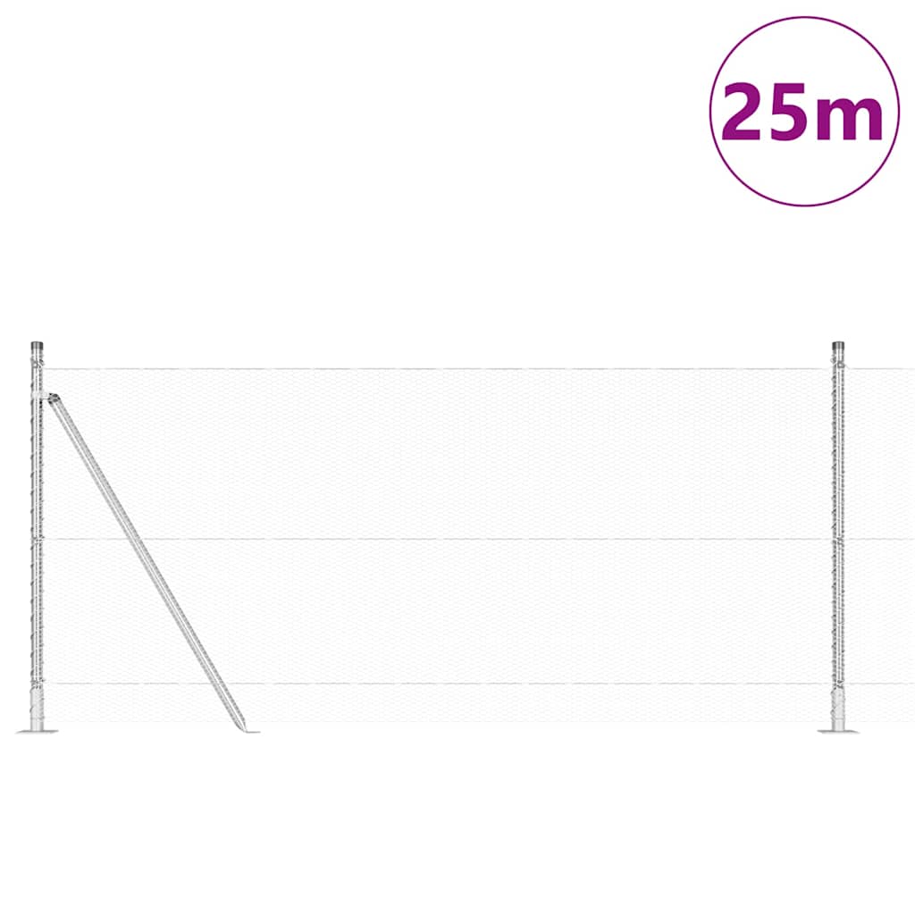 Poste para valla Vidaxl plateado 25 x 0,8 m (malla 13 mm) acero