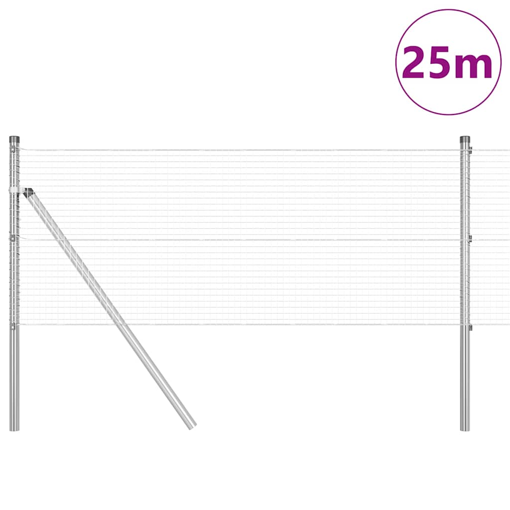 Vidaxl afrasteringspaal zilver 25 x 0,4 m (19 x 19 mm gaas) staal