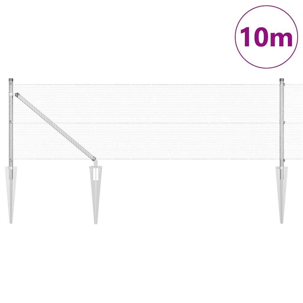 Poste para valla Vidaxl plateado 10 x 0,6 m (malla 12 x 12 mm) acero
