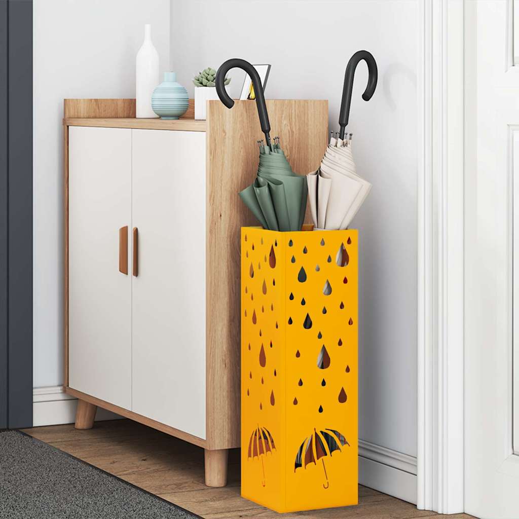 Vidaxl paraplu standaard mosterdgeel 15,5 x 15,5 x 49 cm metaal
