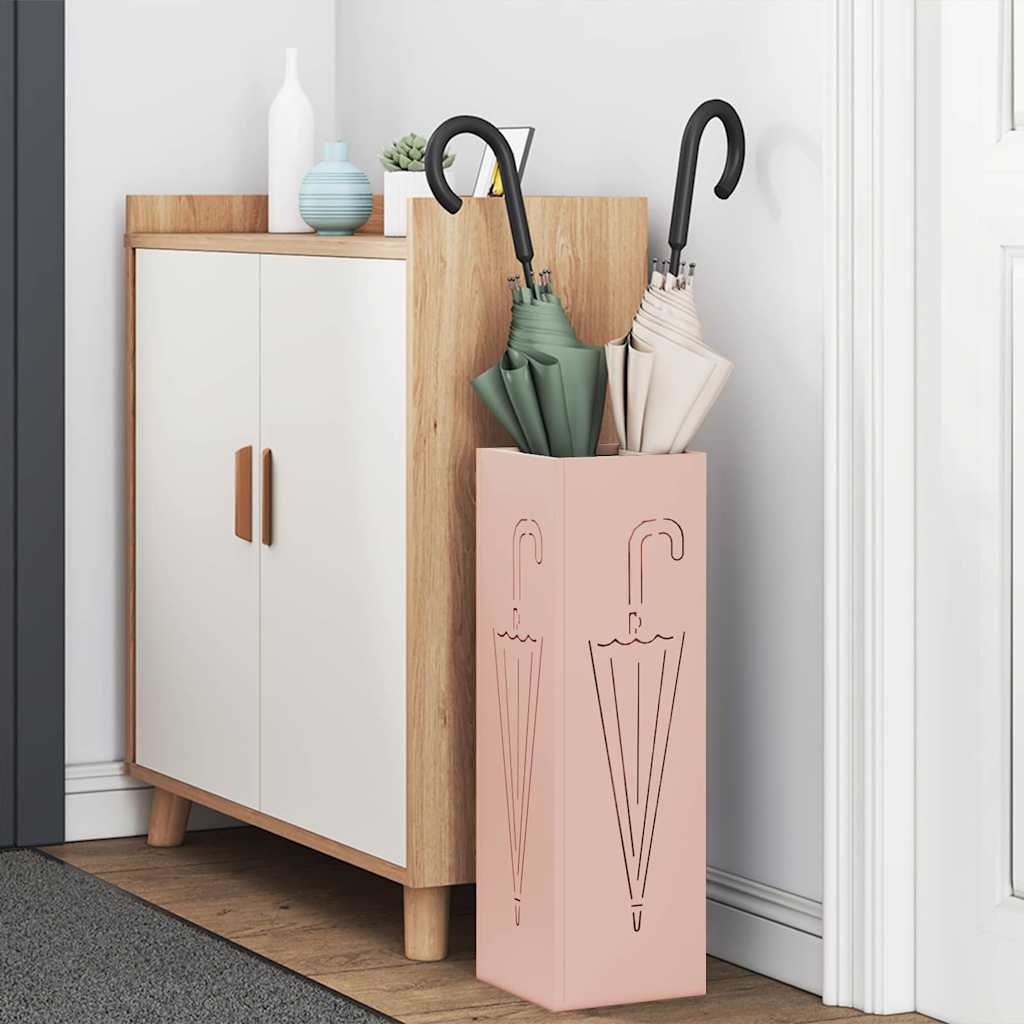 Portaombrelli Vidaxl con contenitore rosa 15,5 x 15,5 x 49 cm in metallo